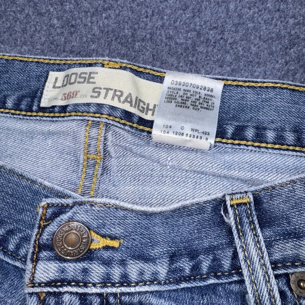 Levis Jeans 36x32 Blue 569 Loose Straight Wide Leg Baggy Fade Street Skater